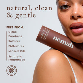 Nemah ingredients oat ashwagandha coconut highlighting nourishing plant extracts benefit