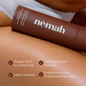 Nemah lifestyle in bathroom routine showing quick morning use convenience benefit