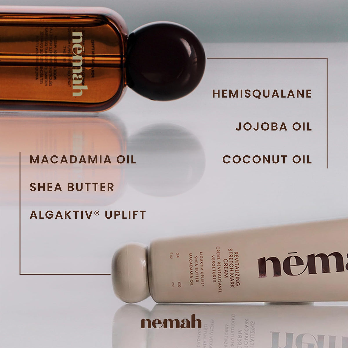 Nemah oil pump action demonstrating easy dispensing and fast absorption