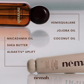 Nemah oil pump action demonstrating easy dispensing and fast absorption