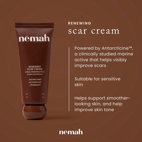 Nemah cream texture close-up demonstrating smooth, non-greasy emollient that hydrates