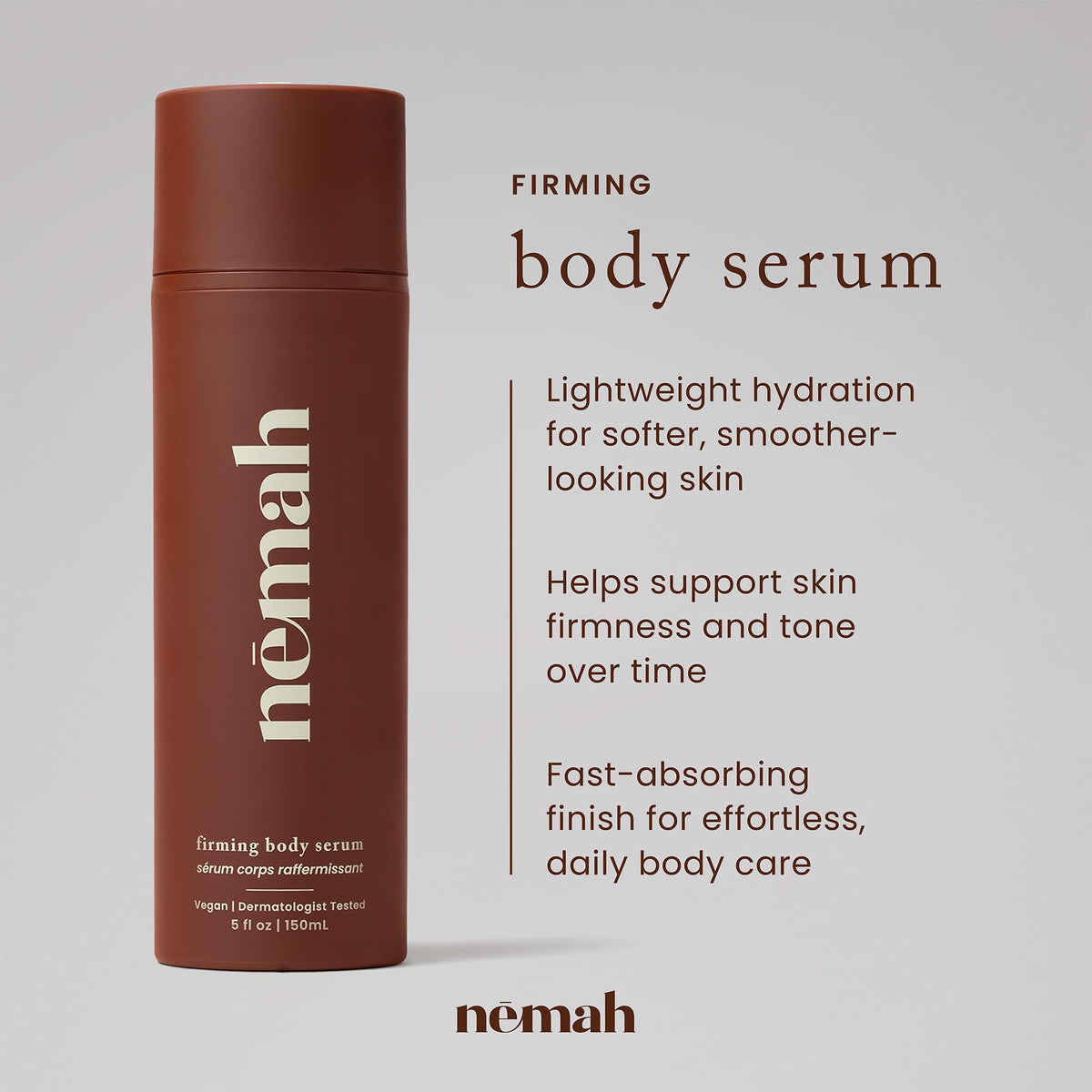 Nemah texture close-up of silky serum demonstrating fast absorption benefit