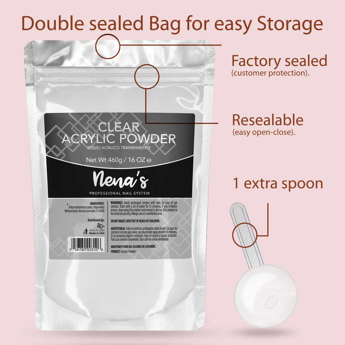 Nena's powder mixed with glitter sample showing customizable design options benefit