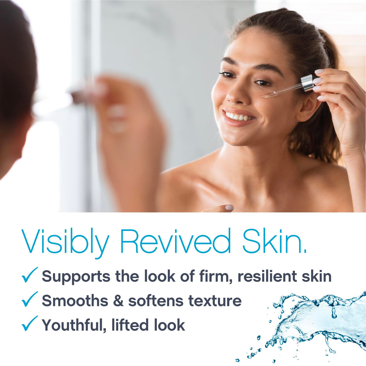 NeoCell applying serum to cheek demonstrating targeted fine-line support