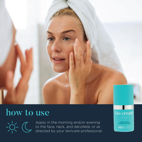 NEOCUTIS cream on fingers demonstrating easy spreadability and quick absorption