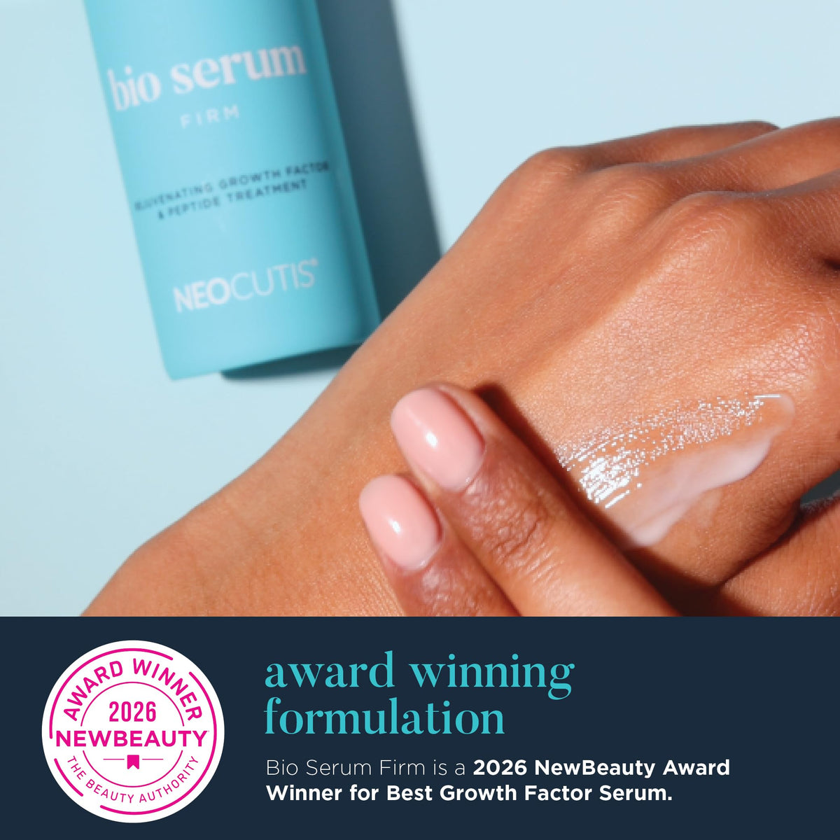 NEOCUTIS droplet on back of hand demonstrating hydration benefit
