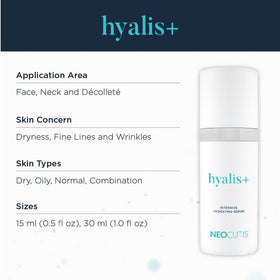 NEOCUTIS Hyalis+ bottle with box packaging indicating travel-ready benefit