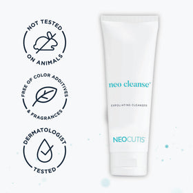 NEOCUTIS foam from Neo Cleanse on skin demonstrating mild lather and surface cleansing