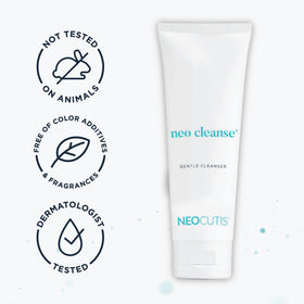 NEOCUTIS Neo Cleanse on bathroom counter in routine shows easy integration into skincare