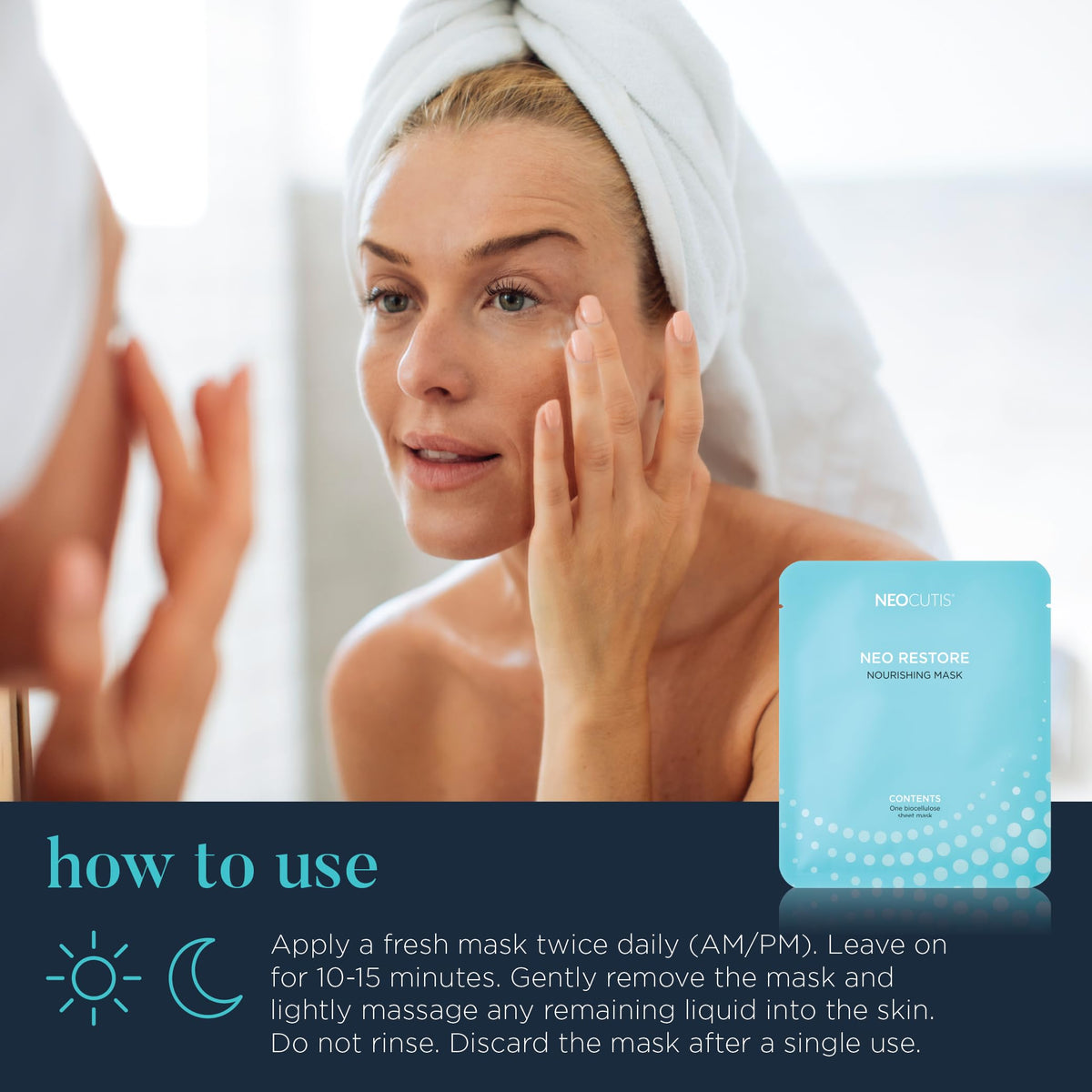 NEOCUTIS single-use sachet opened for hygienic, professional application