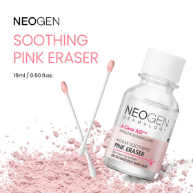 NEOGEN DERMALOGY open jar revealing distinct liquid and pink calamine powder layers for targeted action