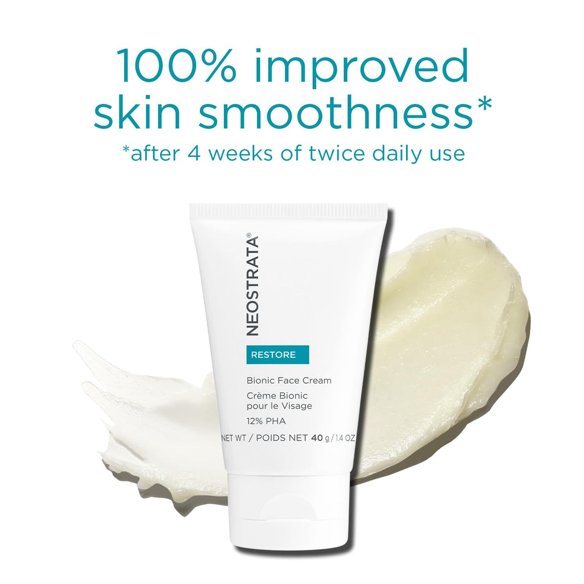 NEOSTRATA cream beside common item to show 1.4 oz size for travel-friendly use