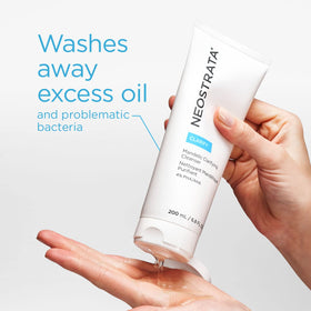 NEOSTRATA pump dispensing foamy gel, showing easy application and cleansing