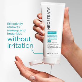 NEOSTRATA cleanser in hand demonstrating gentle application and rinseability