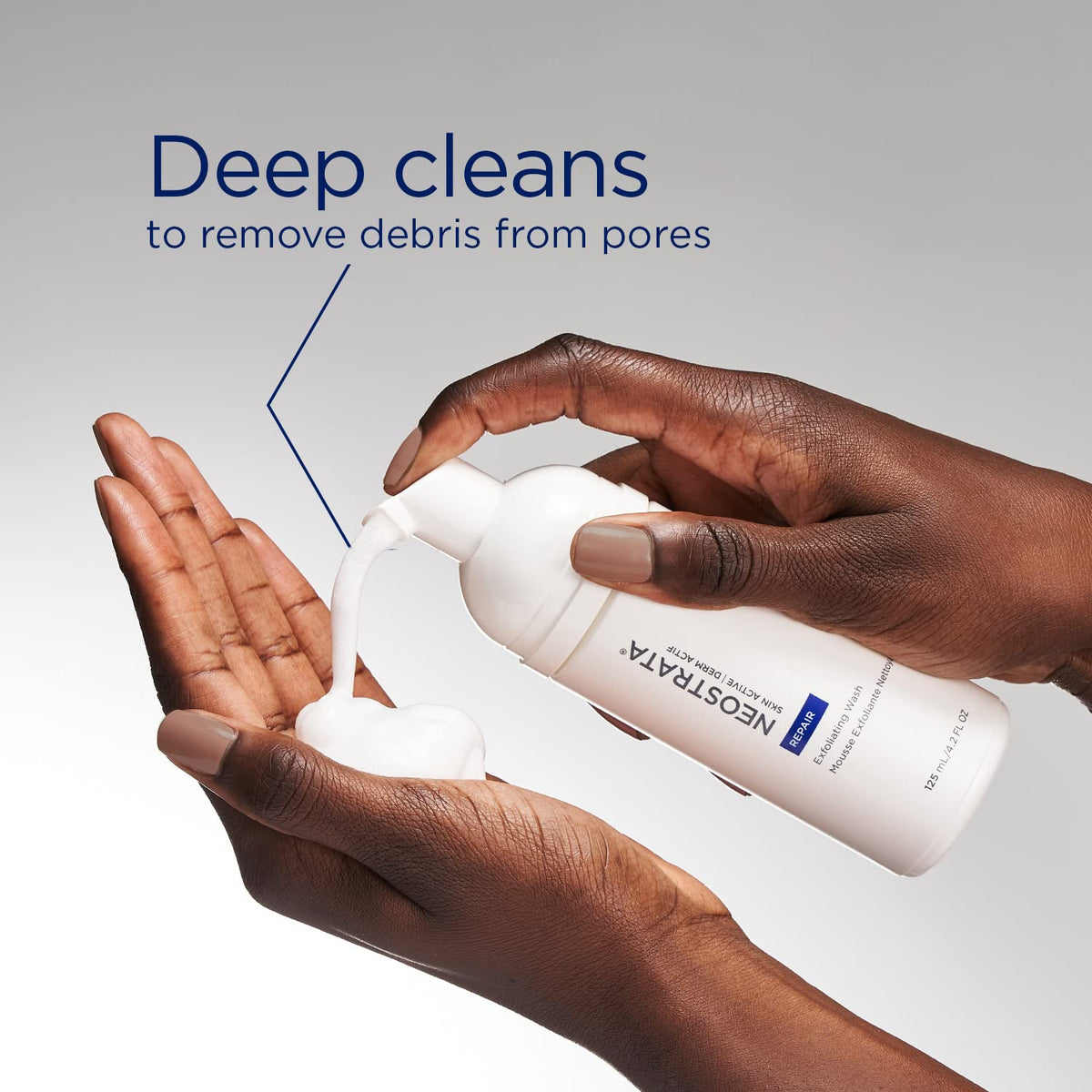 NEOSTRATA pump dispensing wash into hand for easy daily use