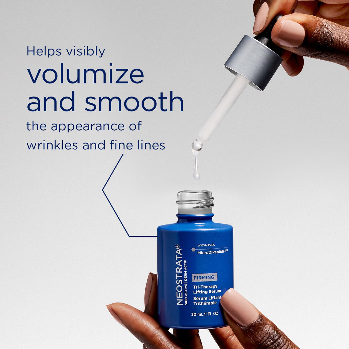 NEOSTRATA close-up of serum texture, lightweight hydration visible