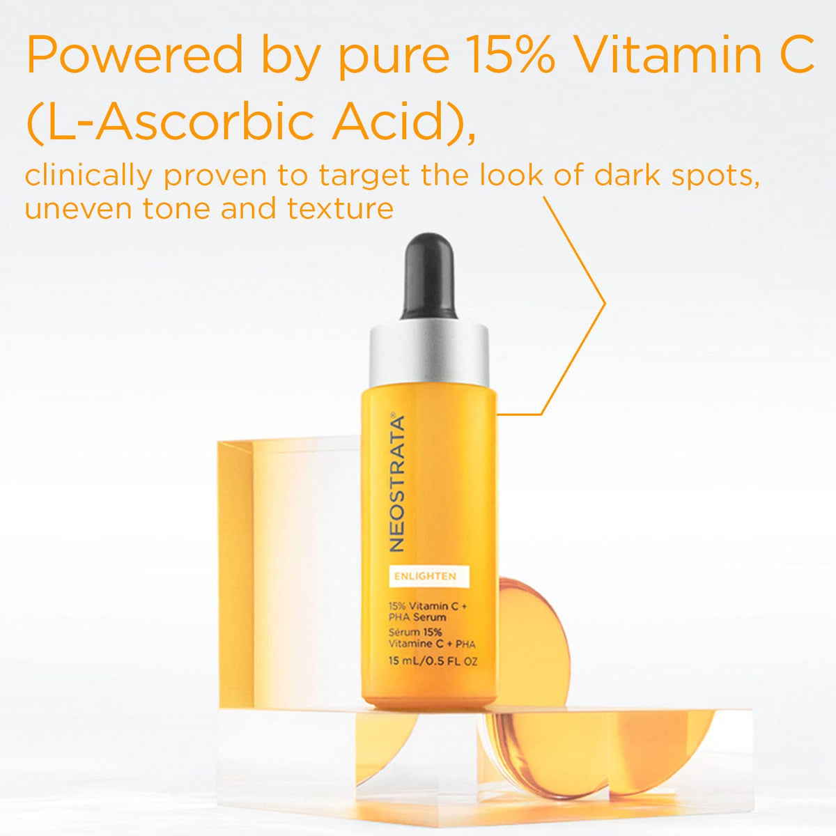 NEOSTRATA ingredient label highlighting 15% Vitamin C and PHA