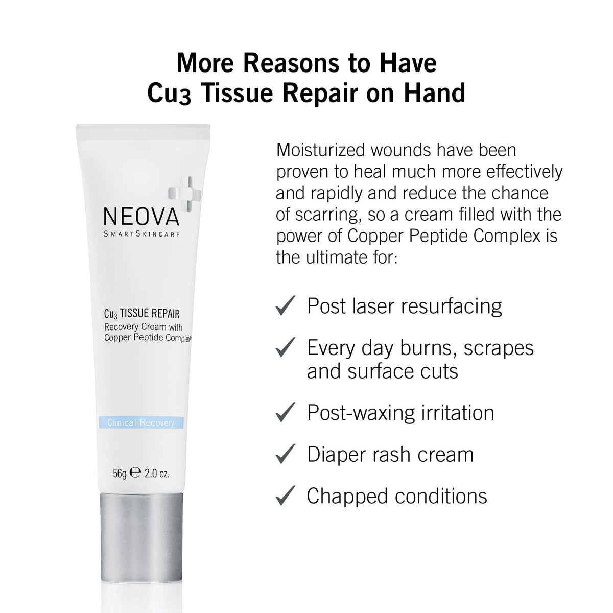 NEOVA Cu3 on bathroom vanity with tools, presents professional post-procedure care benefit