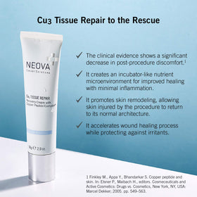 NEOVA Cu3 cream texture close-up, demonstrates rich emollient consistency for hydration