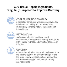 NEOVA Cu3 tube label detail, highlights copper peptide ingredient and clinical trust