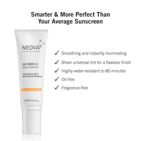 NEOVA Silc Sheer 2.0 applied on hand demonstrating sheer, even coverage