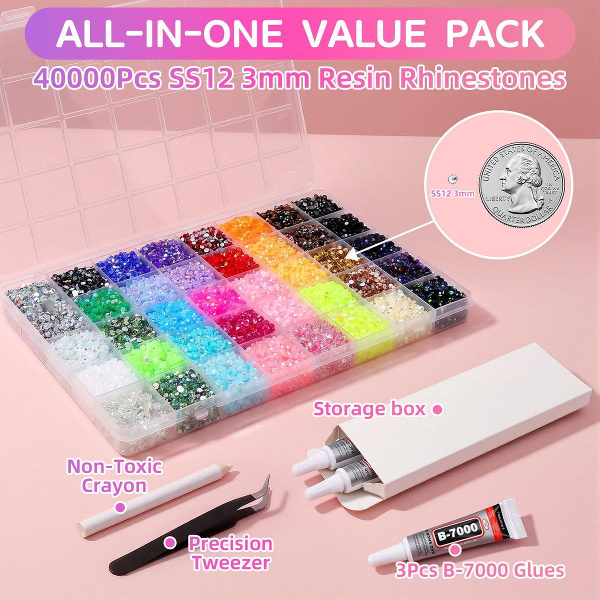 Nepfaivy organizer grid with 40 separate color compartments for tidy storage