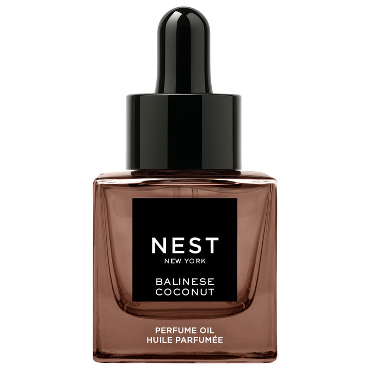 NEST New York front bottle view showing brown-tinted glass and elegant label benefit: luxe presentation