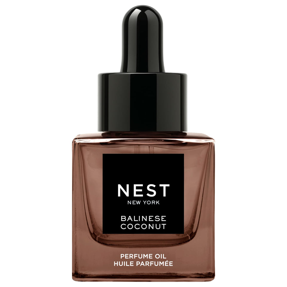 NEST New York front bottle view showing brown-tinted glass and elegant label benefit: luxe presentation