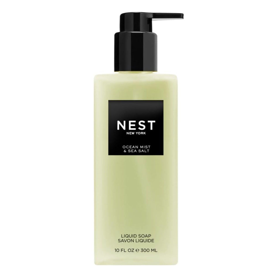NEST New York front label showing Ocean Mist & Sea Salt scent and bottle benefit