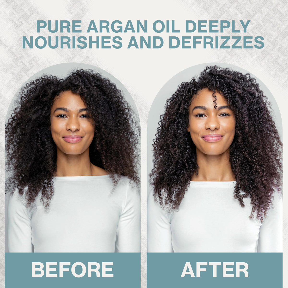 NEUMA smoothed on dry hair showing frizz control and instant shine benefit