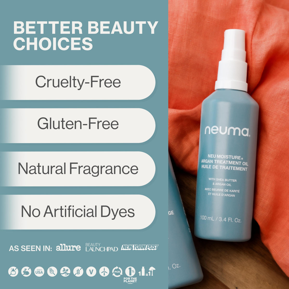 NEUMA oil texture on hand showing clear lightweight absorbent formula benefit
