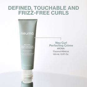 NEUMA before and after curly hair comparison showing defined, frizz-reduced curls