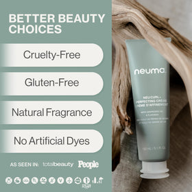 NEUMA cream on hands being applied to hair offering smooth application and frizz control