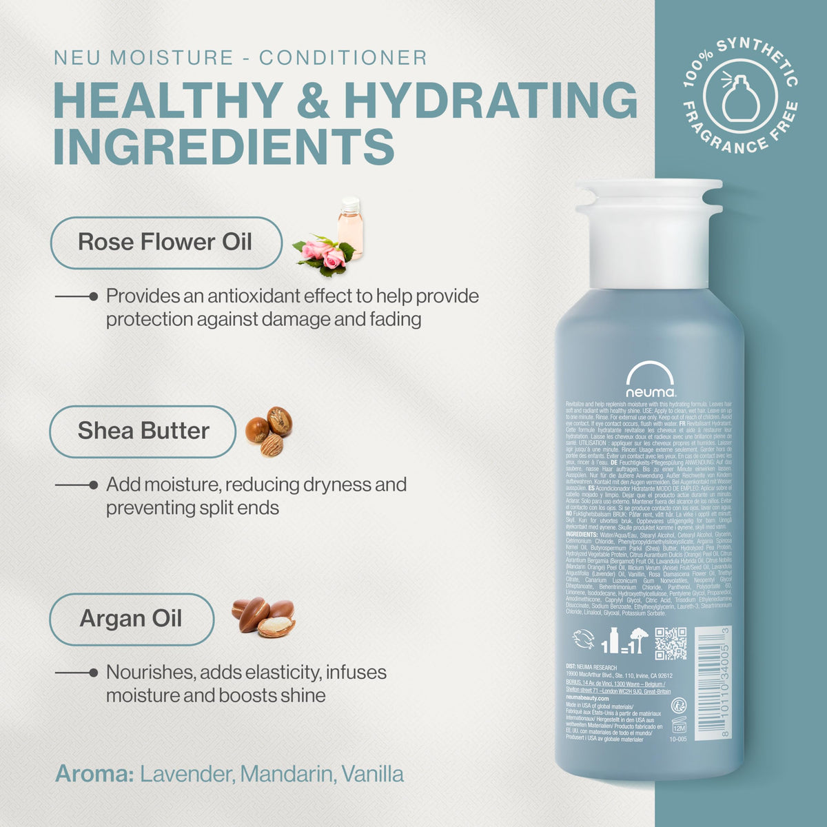 NEUMA conditioner texture on palm illustrating smooth, lightweight moisturization