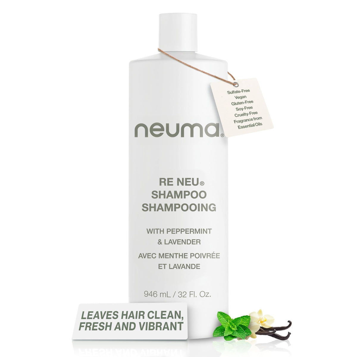 neuma front packaging shows bottle and label with calming peppermint benefit