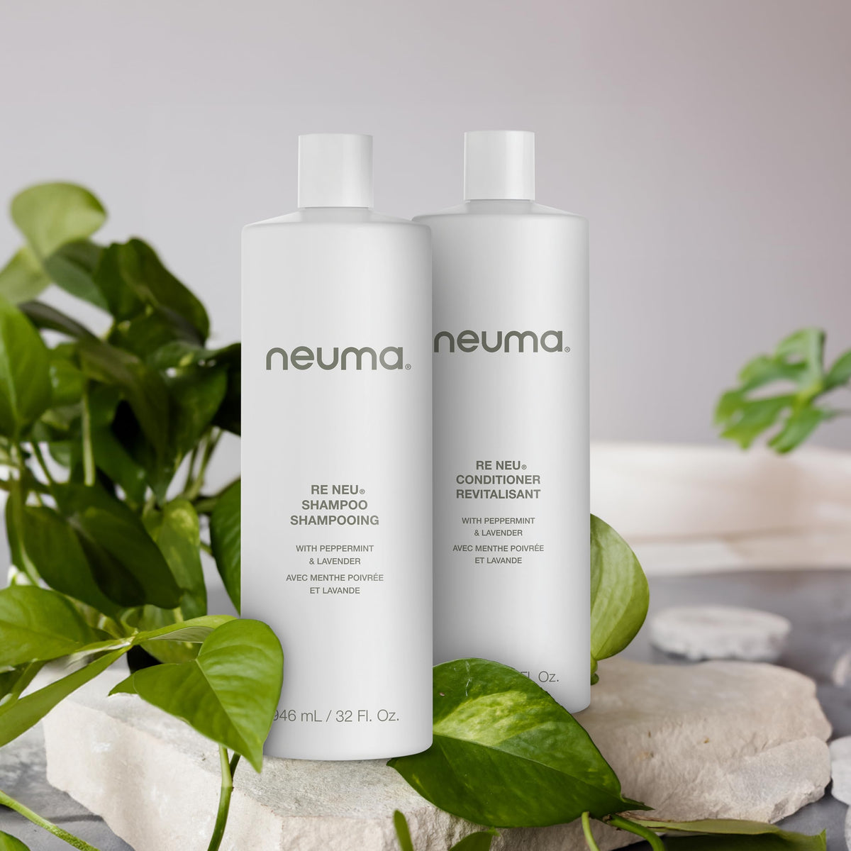 neuma sustainable packaging label highlighting renewable-bottle environmental benefit