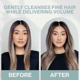 NEUMA being lathered in hair demonstrating gentle cleansing and lift benefit