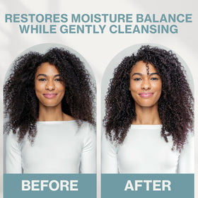 NEUMA shampoo rinsing in shower illustrating easy cleansing and hydration