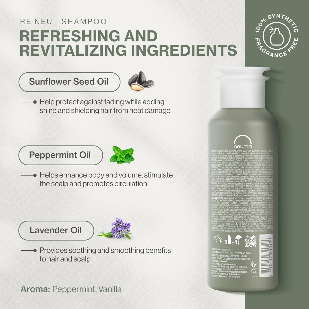 Neuma shampoo pouring texture demonstrating lightweight lather for gentle cleansing