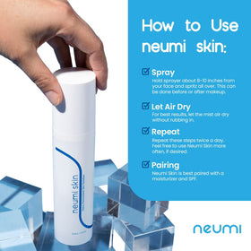 NEUMI SKIN on bathroom shelf in lifestyle scene suggesting everyday routine convenience
