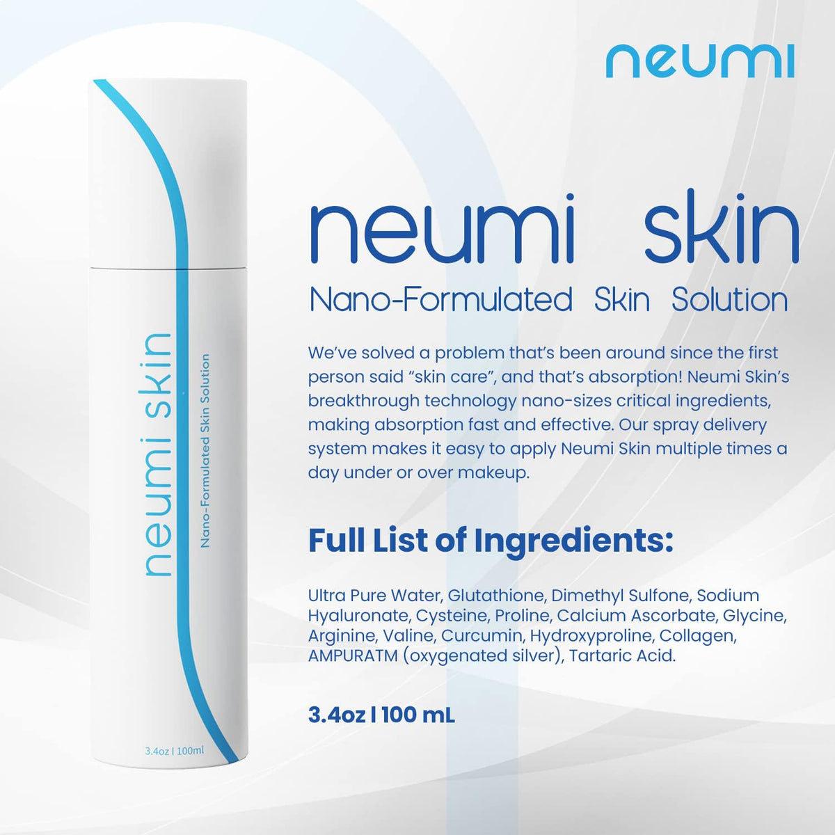 NEUMI SKIN fine mist texture spraying, illustrating even coverage and lightweight feel