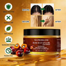 NEUPRORGANIC before-and-after hair results showing thicker shinier strands benefit