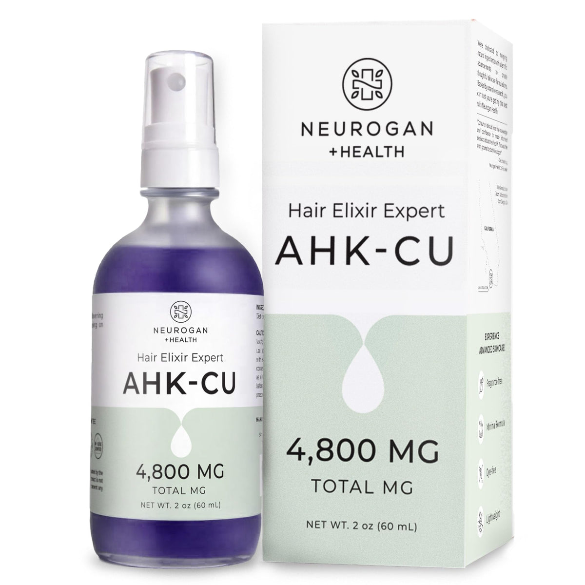 Neurogan bottle front packaging shows clean design and 2 oz size benefit