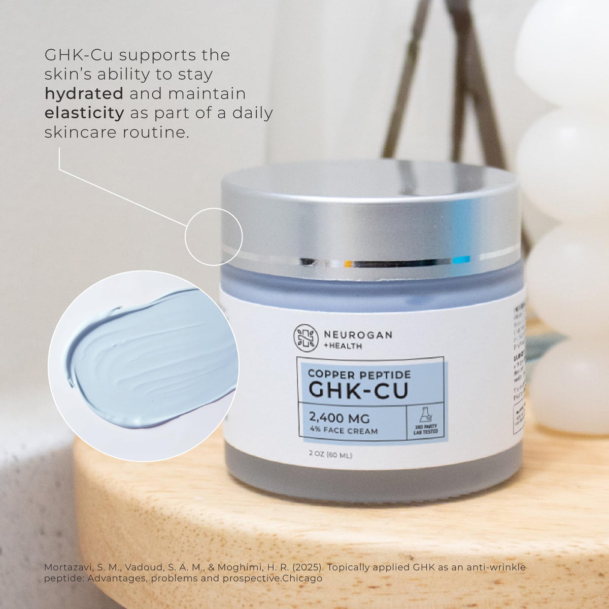 Neurogan on bathroom vanity styled to show daily routine compatibility