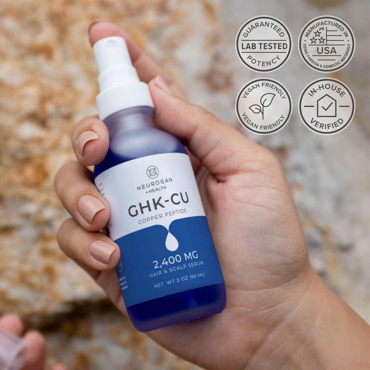 Neurogan product label and ingredient panel emphasizing transparency