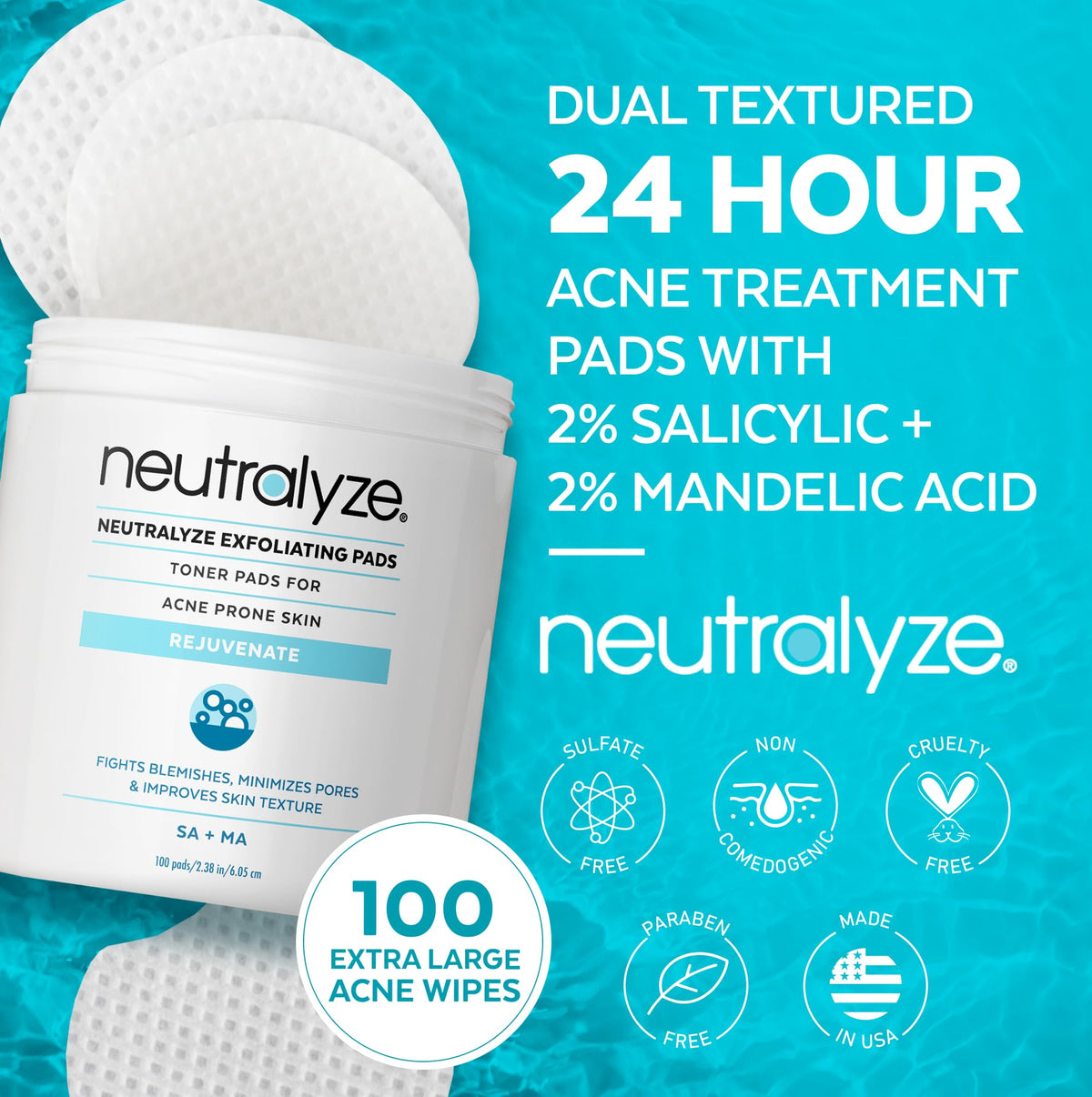 Neutralyze pad in hand showing size and convenient portability