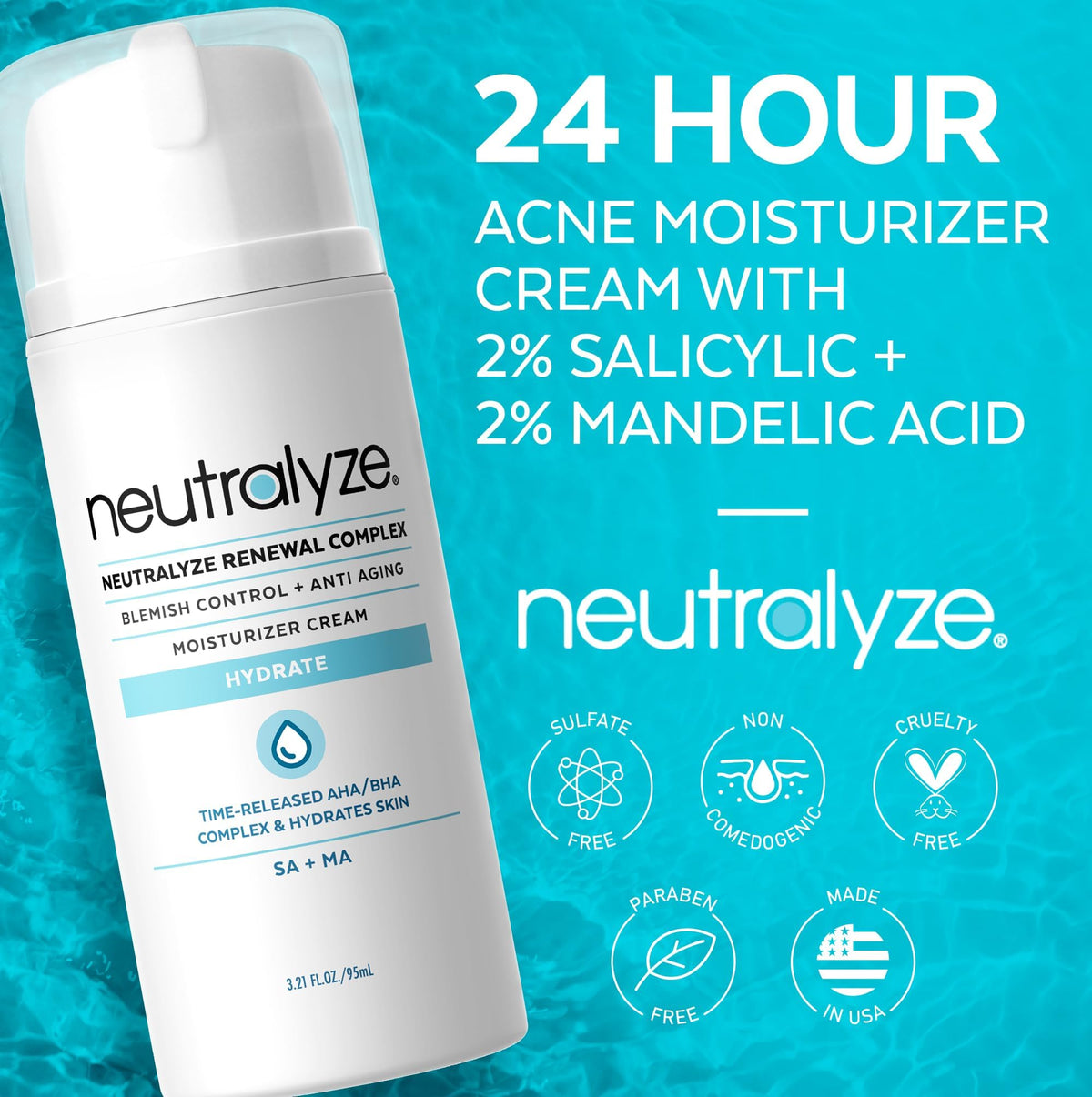 Neutralyze pump dispensing moisturizer showing easy controlled application