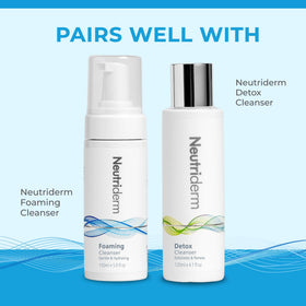 NEUTRIDERM on bathroom counter in lifestyle shot conveying everyday use