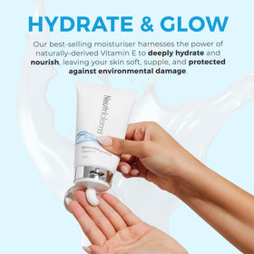 NEUTRIDERM next to travel essentials illustrating 4.2 oz travel-friendly size