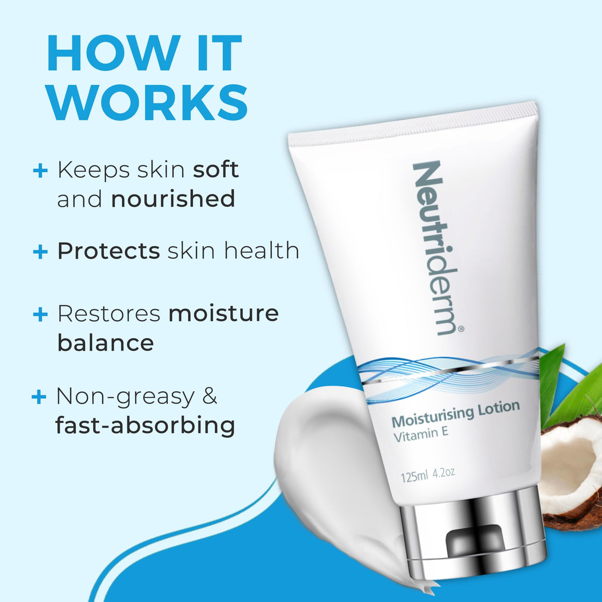 NEUTRIDERM texture close-up displaying lightweight cream that absorbs quickly
